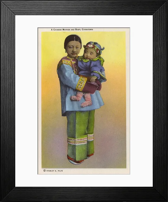 Framed Print : Mother and baby, Chinatown, San Francisco, California, USA Framed Print : Mother and baby, Chinatown, San Francisco, California, USA