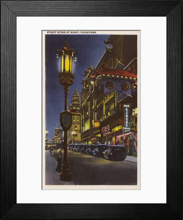 Framed Print : Night scene, Chinatown, San Francisco, California, USA Framed Print : Night scene, Chinatown, San Francisco, California, USA