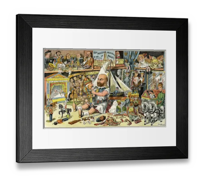 Framed Print : Cartoon, Prince of Wales playing with his toys Framed Print : Cartoon, Prince of Wales playing with his toys