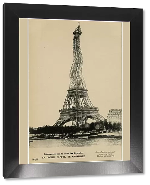 WW1 - Eiffel Tower in Paris is scared of the Zeppelin menace
