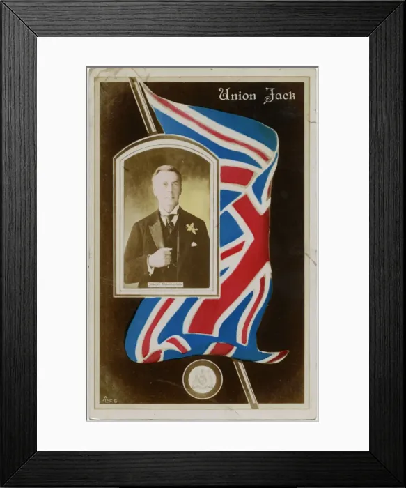 Framed Print : Union Jack Flag - Joseph Chamberlain portrait (inset) Framed Print : Union Jack Flag - Joseph Chamberlain portrait (inset)