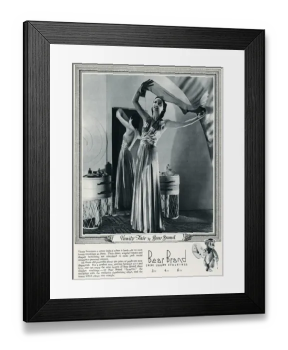 Framed Print : Advert for Stockings by Bear Brand 1939 Framed Print : Advert for Stockings by Bear Brand 1939