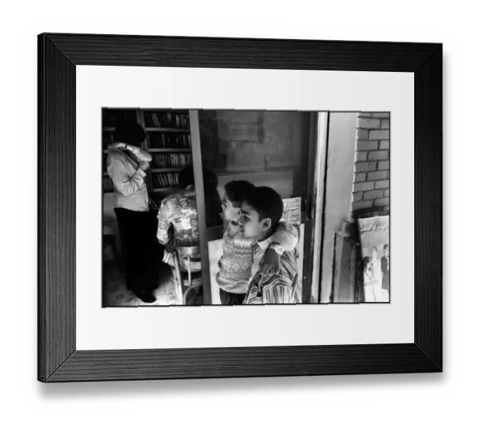 Framed Print : Two boys outside Egyptian bookshop, Egypt Framed Print : Two boys outside Egyptian bookshop, Egypt