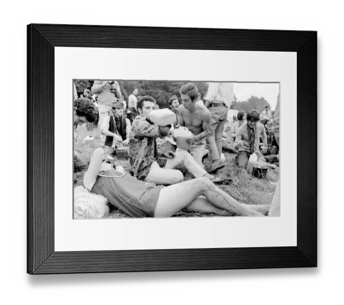 Framed Print : Hippies relaxing in a field at Woburn Park Framed Print : Hippies relaxing in a field at Woburn Park