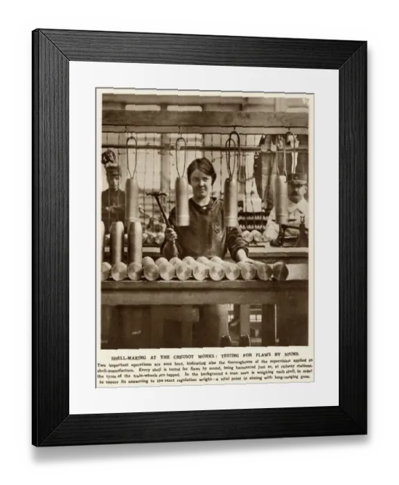Framed Print : Testing for flaws in the sound, Creusot works, France 1915 Framed Print : Testing for flaws in the sound, Creusot works, France 1915