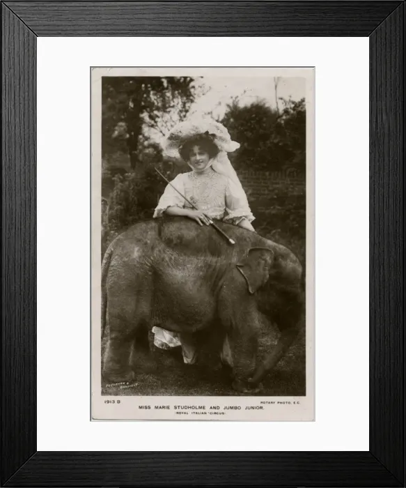 Framed Print : Miss Mary Studholme - British Actress and Jumbo Junior Framed Print : Miss Mary Studholme - British Actress and Jumbo Junior
