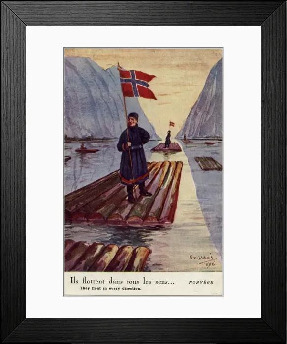 Framed Print : Log Rafts - Norway Framed Print : Log Rafts - Norway