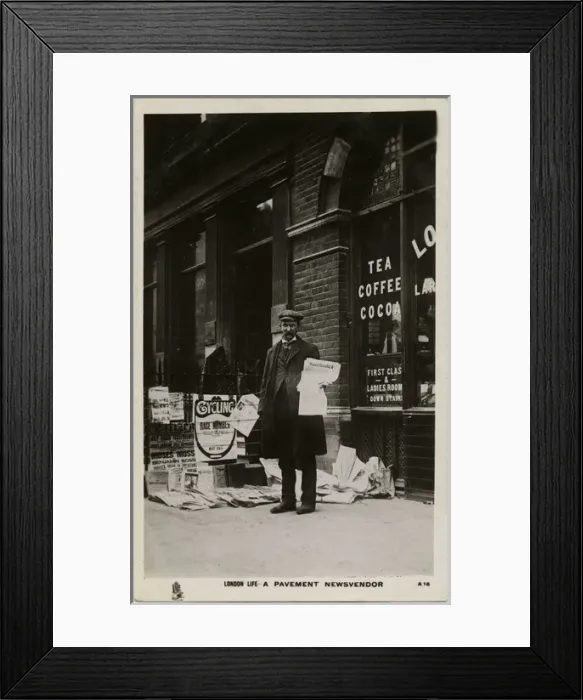 Framed Print : London Life - A Pavement News Vendor Framed Print : London Life - A Pavement News Vendor