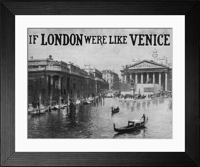 Framed Print : If London were like Venice - Bank and Royal Exchange Framed Print : If London were like Venice - Bank and Royal Exchange