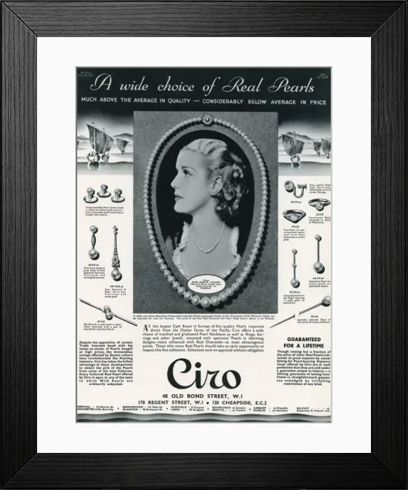 Framed Print : Advert for Ciro jewellery 1936 Framed Print : Advert for Ciro jewellery 1936