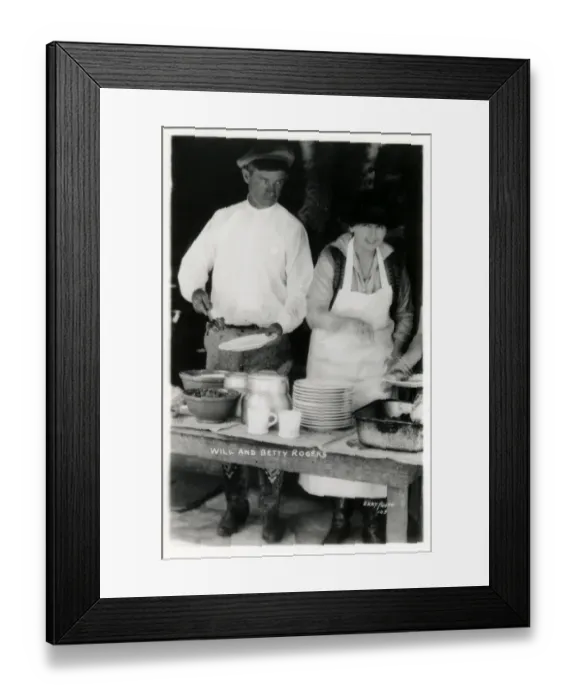 Framed Print : Will and Betty Rogers - outdoor cookery Framed Print : Will and Betty Rogers - outdoor cookery