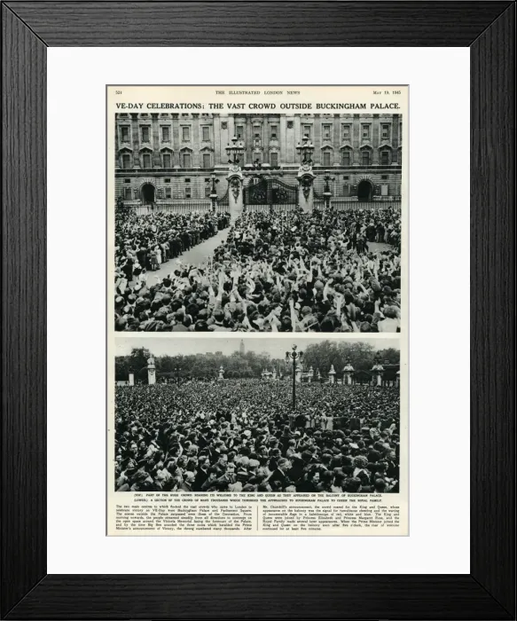 Framed Print : VE Day celebrations: vast crowds outside Buckingham Palace Framed Print : VE Day celebrations: vast crowds outside Buckingham Palace