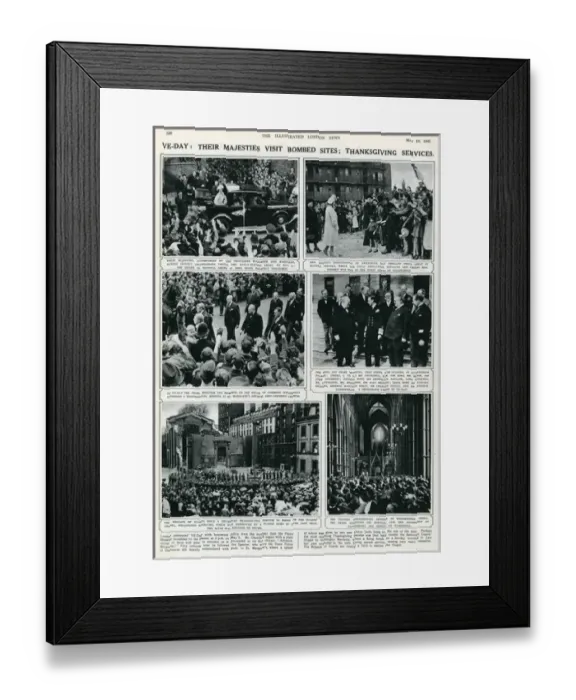 Framed Print : VE Day celebrations: their Majesties visit bomb sites Framed Print : VE Day celebrations: their Majesties visit bomb sites