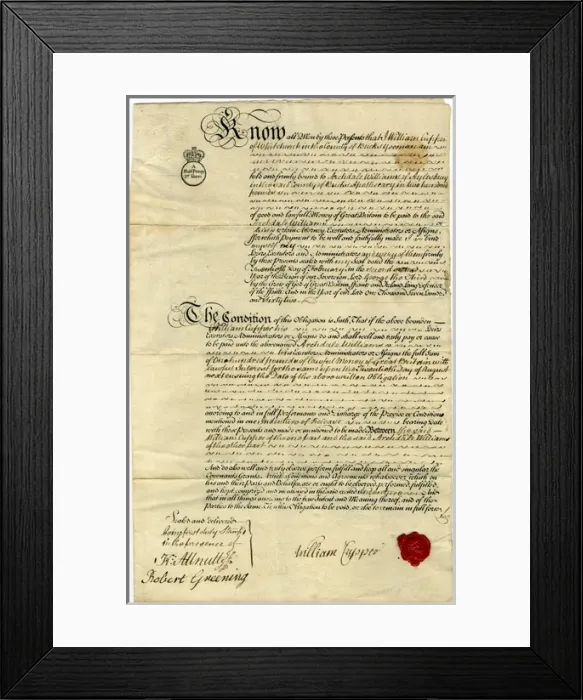 Framed Print : An 18th century Mortgage Bond Framed Print : An 18th century Mortgage Bond