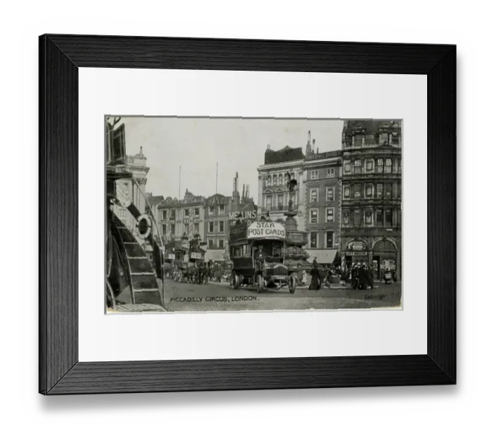Framed Print : Piccadilly Circus, London - Horse and Motor Buses Framed Print : Piccadilly Circus, London - Horse and Motor Buses