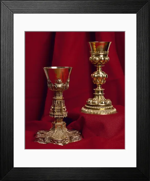 Framed Print : Gilded silver chalices. 15th century. Diocesan Museum. Calat