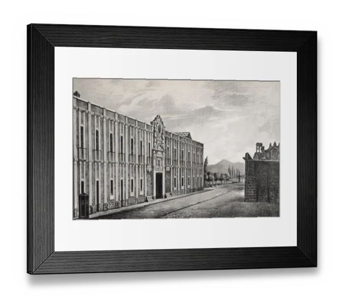 Framed Print : Mexico. Exterior of the Court of The Acordada. Engraving Framed Print : Mexico. Exterior of the Court of The Acordada. Engraving