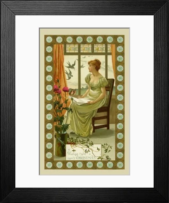 Framed Print : Girl sends a letter to her love Framed Print : Girl sends a letter to her love