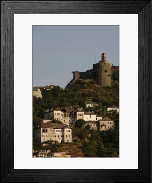Framed Print : Albania. Gjirokaster. Castle, clock tower and tower houses Framed Print : Albania. Gjirokaster. Castle, clock tower and tower houses