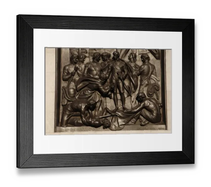 Framed Print : Nelsons Column (1840-1843). The pedestal depicting the Batt Framed Print : Nelsons Column (1840-1843). The pedestal depicting the Batt