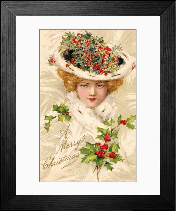 Framed Print : Hat adorned with holly Framed Print : Hat adorned with holly