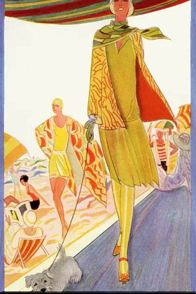 Art Deco woman and her dog
