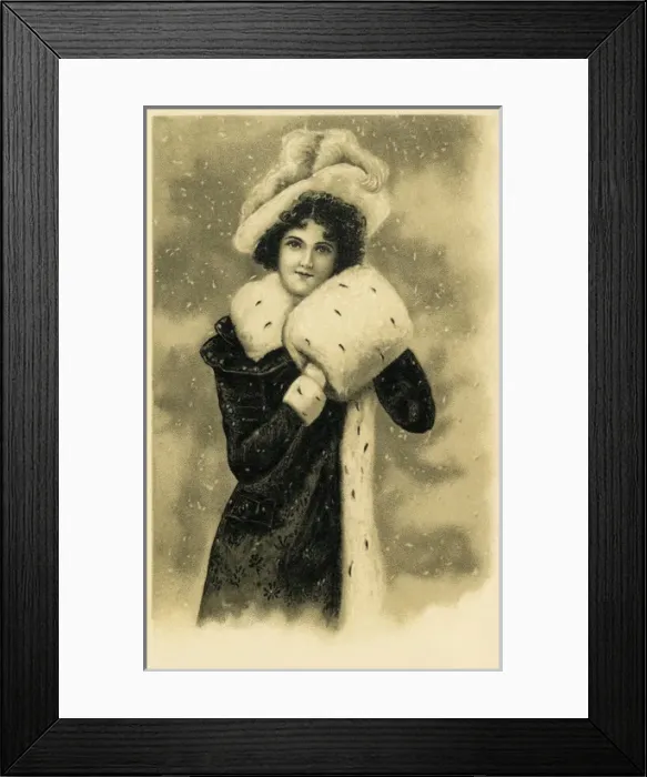 Framed Print : Edwardian lady with muff Framed Print : Edwardian lady with muff