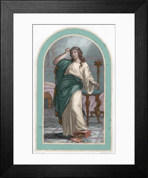 Framed Print : Saint Mary Magdalene. Engraving. Colored Framed Print : Saint Mary Magdalene. Engraving. Colored
