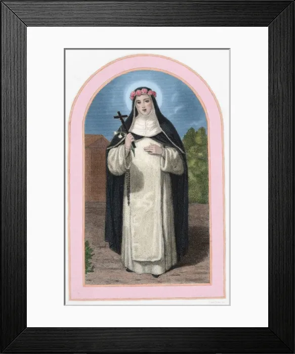 Framed Print : Saint Rose of Lime (1586-1617). Colored engraving Framed Print : Saint Rose of Lime (1586-1617). Colored engraving