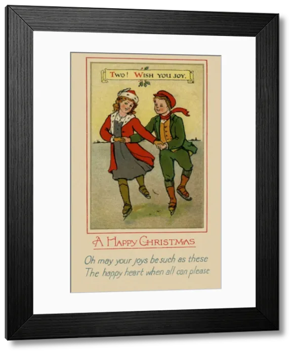 Framed Print : Young couple skating Framed Print : Young couple skating