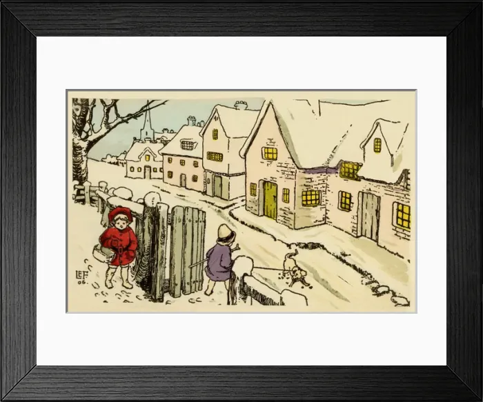 Framed Print : Winter scene in a village Framed Print : Winter scene in a village