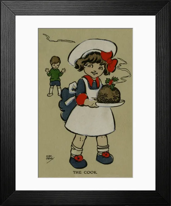 Framed Print : Cook with an Xmas pudding Framed Print : Cook with an Xmas pudding