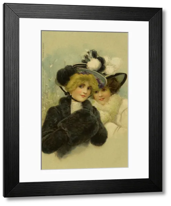 Framed Print : Edwardian ladies in winter Framed Print : Edwardian ladies in winter