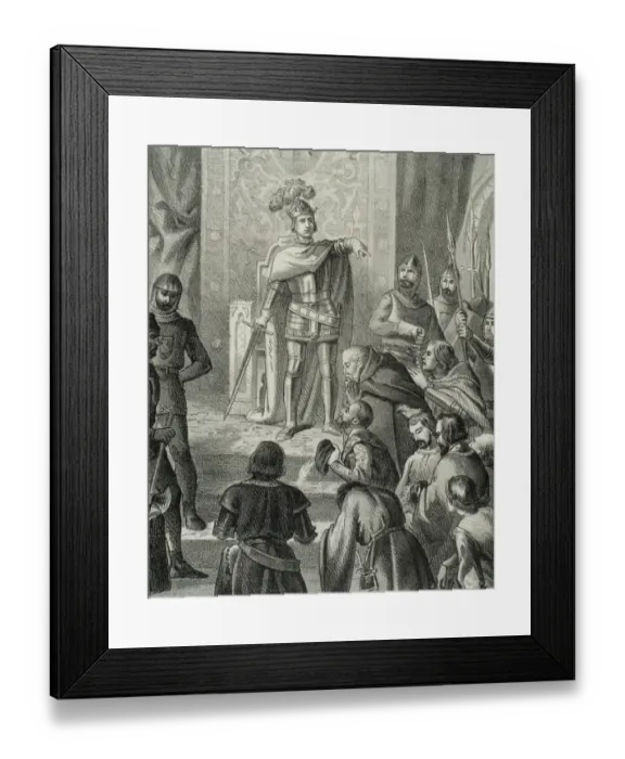 Framed Print : The King Henry III (1379-1406) imparting justice. Engraving