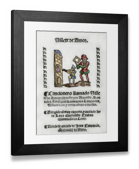 Framed Print : Villete de Amor by Baptista Montidea. Colored engraving Framed Print : Villete de Amor by Baptista Montidea. Colored engraving