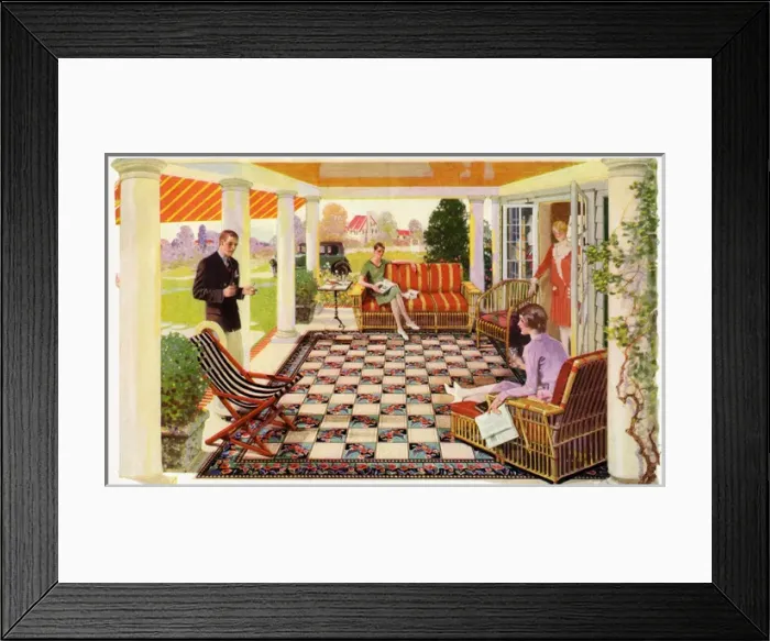 Framed Print : 1920s verandah scene Framed Print : 1920s verandah scene