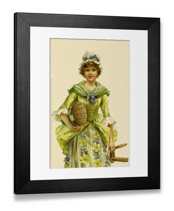 Framed Print : Milkmaid. Victorian postcard illustration of a milkmaid. Date: 1899 Framed Print : Milkmaid. Victorian postcard illustration of a milkmaid. Date: 1899