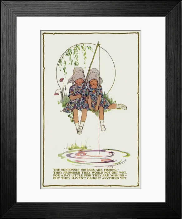 Framed Print : Girls in sunbonnets Framed Print : Girls in sunbonnets