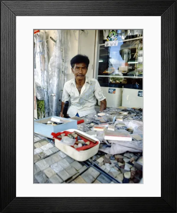 Framed Print : Shopkeeper with his wares, Thailand Framed Print : Shopkeeper with his wares, Thailand