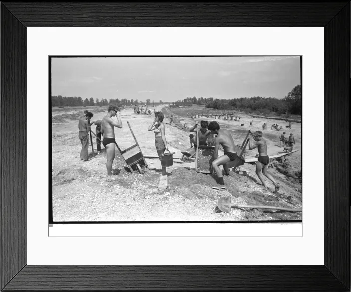 Framed Print : Communist Youth labour camp, Yugoslavia Framed Print : Communist Youth labour camp, Yugoslavia