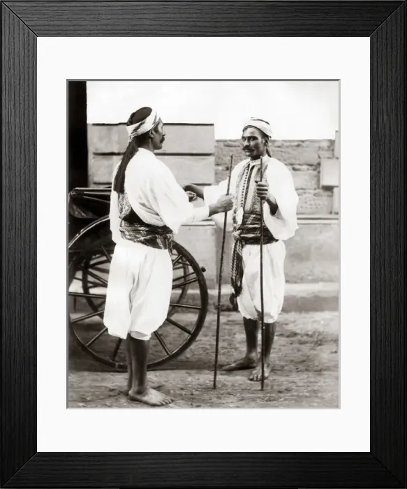 Framed Print : Sais courant, or carriage footmen, Egypt, circa 1880s Framed Print : Sais courant, or carriage footmen, Egypt, circa 1880s