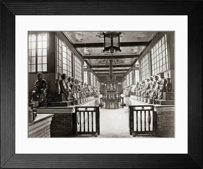 Framed Print : Temple of The 500 Genii, Canton, China circa 1880s Framed Print : Temple of The 500 Genii, Canton, China circa 1880s