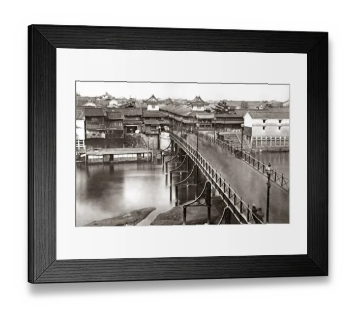 Framed Print : The Iron Bridge, Osaka, Japan, 1870s Framed Print : The Iron Bridge, Osaka, Japan, 1870s