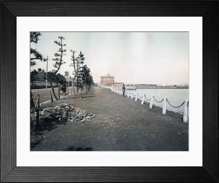 Framed Print : View along the bund, Yokohama, Japan, circa 1880s Framed Print : View along the bund, Yokohama, Japan, circa 1880s