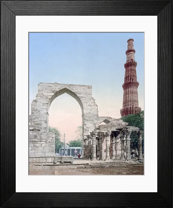 Framed Print : Kutub Minar and Iron Column, Delhi, India, circa 1890s Framed Print : Kutub Minar and Iron Column, Delhi, India, circa 1890s