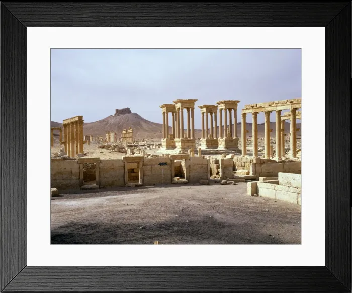 Framed Print : Palmyra, Syria - Tetrapylon with view of hilltop Arab Castle Framed Print : Palmyra, Syria - Tetrapylon with view of hilltop Arab Castle