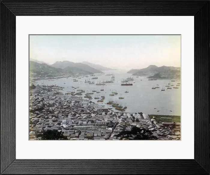 Framed Print : High view of Nagasaki habour with ships, Japan, circa 1890 Framed Print : High view of Nagasaki habour with ships, Japan, circa 1890