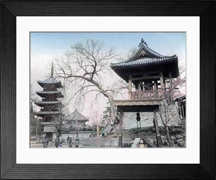 Framed Print : Bell and pagoda, Asakusa, Tokyo, Japan, circa 1880s Framed Print : Bell and pagoda, Asakusa, Tokyo, Japan, circa 1880s