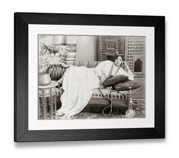 Framed Print : Turkish dancer with a hookah, circa 1890 Framed Print : Turkish dancer with a hookah, circa 1890