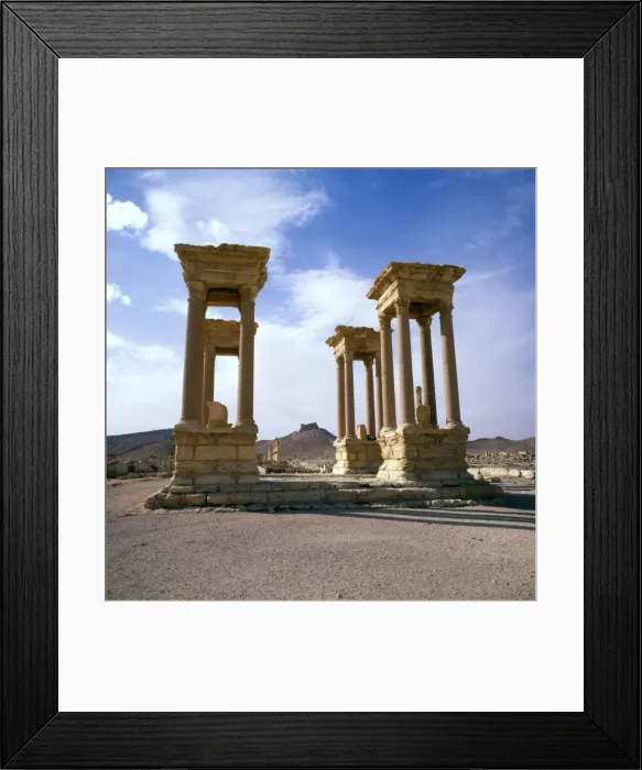 Framed Print : Palmyra, Syria - The Tetrapylon and Arab Castle Framed Print : Palmyra, Syria - The Tetrapylon and Arab Castle